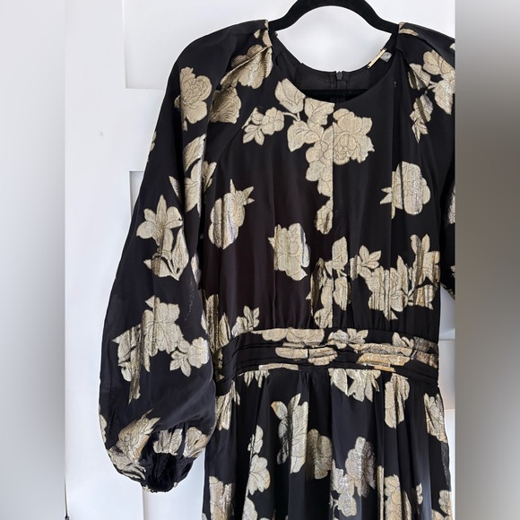 Elie Tahari Metallic Blooms Midi-Dress size S - Picture 8 of 16